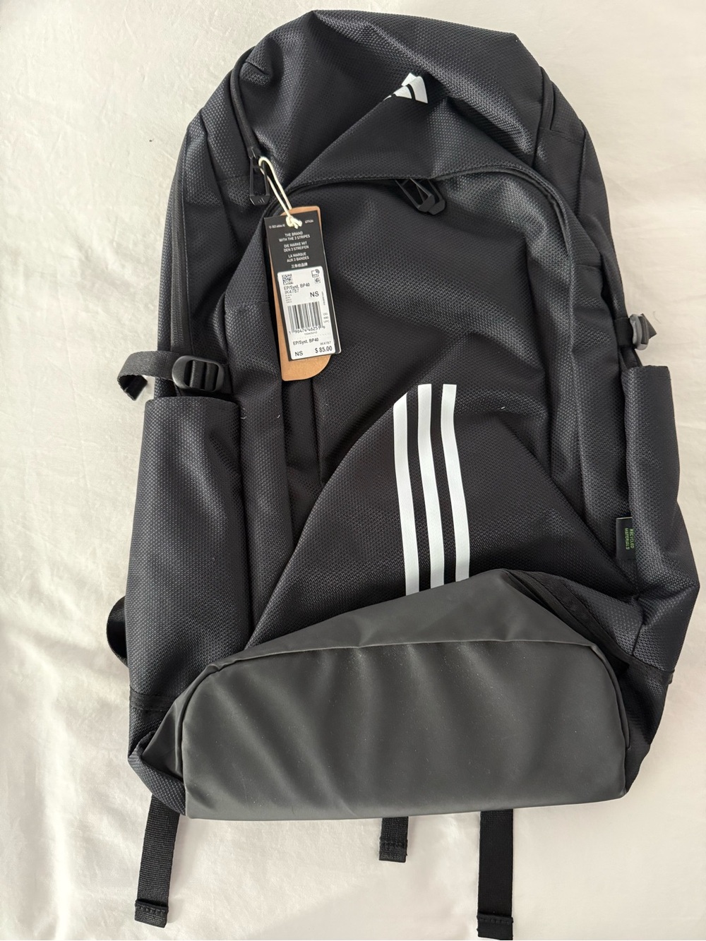 adidas Black Backpack with White Three-Stripes